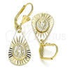 Arete Colgante 02.351.0033.1 Oro Laminado, Diseño de Gota y Guadalupe, Pulido, Tono Dorado