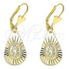Arete Colgante 02.351.0033.1 Oro Laminado, Diseño de Gota y Guadalupe, Pulido, Tono Dorado