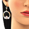 Arete Colgante 02.351.0076 Oro Laminado, Diseño de Guadalupe, Pulido, Tres Tonos