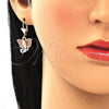 Arete Colgante 02.351.0077 Oro Laminado, Diseño de Elefante, Pulido, Tres Tonos
