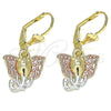 Arete Colgante 02.351.0077 Oro Laminado, Diseño de Elefante, Pulido, Tres Tonos