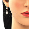 Arete Colgante 02.351.0079 Oro Laminado, Diseño de Búho, Pulido, Tres Tonos