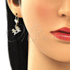 Arete Colgante 02.351.0080 Oro Laminado, Diseño de Niñito Pequeño y Niñita Pequeña, Pulido, Tres Tonos