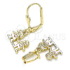 Arete Colgante 02.351.0080 Oro Laminado, Diseño de Niñito Pequeño y Niñita Pequeña, Pulido, Tres Tonos