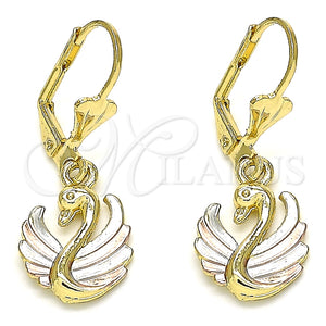 Arete Colgante 02.351.0081 Oro Laminado, Diseño de Cisne, Pulido, Tres Tonos