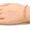 Pulsera Básica 04.63.1394.07 Oro Laminado, Diseño de Paperclip, Pulido, Tono Dorado (Grosor 05.2 MM, 7 Pulgadas de Largo)