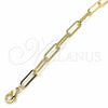 Pulsera Básica 04.63.1394.07 Oro Laminado, Diseño de Paperclip, Pulido, Tono Dorado (Grosor 05.2 MM, 7 Pulgadas de Largo)