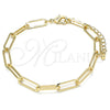 Pulsera Básica 04.63.1394.07 Oro Laminado, Diseño de Paperclip, Pulido, Tono Dorado (Grosor 05.2 MM, 7 Pulgadas de Largo)