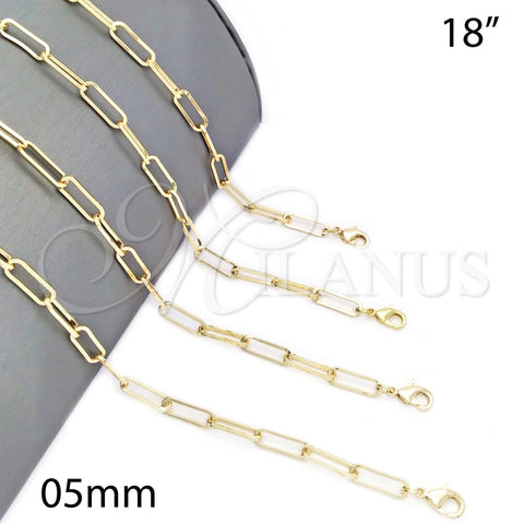 Gargantilla Basica 04.63.1394.18 Oro Laminado, Diseño de Paperclip, Pulido, Tono Dorado (Thickness, 18 Inches Length)