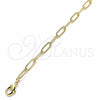 Tobillera Elegante 04.63.1395.10 Oro Laminado, Diseño de Paperclip, Pulido, Tono Dorado (Grosor 04 MM, 10 Pulgadas de Largo)
