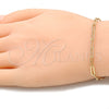 Pulsera Básica 04.63.1396.07 Oro Laminado, Diseño de Paperclip, Pulido, Tono Dorado (03 MM Thickness, 7 Inches Length)