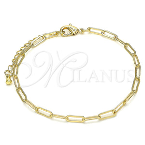 Pulsera Básica 04.63.1396.07 Oro Laminado, Diseño de Paperclip, Pulido, Tono Dorado (03 MM Thickness, 7 Inches Length)