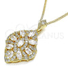 Collares con Dije 04.346.0018.20 Oro Laminado, con Blanca Zirconia Cubica and Blanca Micro Pave, Pulido, Tono Dorado (02 MM Thickness, 20 Inches Length)