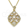 Collares con Dije 04.346.0018.20 Oro Laminado, con Blanca Zirconia Cubica and Blanca Micro Pave, Pulido, Tono Dorado (02 MM Thickness, 20 Inches Length)