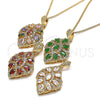 Collares con Dije 04.346.0018.20 Oro Laminado, con Blanca Zirconia Cubica and Blanca Micro Pave, Pulido, Tono Dorado (02 MM Thickness, 20 Inches Length)