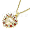 Collares con Dije 04.156.0047.1.20 Oro Laminado, Diseño de Corazón y Amor, con Granate and Blanca Zirconia Cubica, Pulido, Tono Dorado (02 MM Thickness, 20 Inches Length)
