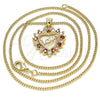 Collares con Dije 04.156.0047.1.20 Oro Laminado, Diseño de Corazón y Amor, con Granate and Blanca Zirconia Cubica, Pulido, Tono Dorado (02 MM Thickness, 20 Inches Length)
