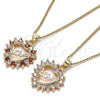 Collares con Dije 04.156.0047.1.20 Oro Laminado, Diseño de Corazón y Amor, con Granate and Blanca Zirconia Cubica, Pulido, Tono Dorado (02 MM Thickness, 20 Inches Length)