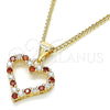 Collares con Dije 04.156.0049.1.20 Oro Laminado, Diseño de Corazón, con Granate and Blanca Micro Pave, Pulido, Tono Dorado (02 MM Thickness, 20 Inches Length)