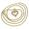 Collares con Dije 04.156.0049.1.20 Oro Laminado, Diseño de Corazón, con Granate and Blanca Micro Pave, Pulido, Tono Dorado (02 MM Thickness, 20 Inches Length)