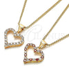 Collares con Dije 04.156.0049.1.20 Oro Laminado, Diseño de Corazón, con Granate and Blanca Micro Pave, Pulido, Tono Dorado (02 MM Thickness, 20 Inches Length)