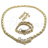 Collar, Pulsera y Dije 06.372.0003 Oro Laminado, Diseño de Besos y Abrazos y Amor, Pulido, Tono Dorado