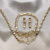Collar, Pulsera y Dije 06.372.0003 Oro Laminado, Diseño de Besos y Abrazos y Amor, Pulido, Tono Dorado