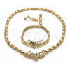 Collar, Pulsera y Dije 06.372.0003 Oro Laminado, Diseño de Besos y Abrazos y Amor, Pulido, Tono Dorado