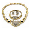 Collar, Pulsera y Dije 06.372.0004 Oro Laminado, Diseño de Corazón y Besos y Abrazos, con Cristal Blanca, Pulido, Tono Dorado