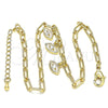 Tobillera de Dije 03.63.2168.10 Oro Laminado, Diseño de Paperclip y Paperclip, con Blanca Zirconia Cubica, Pulido, Tono Dorado (04 MM Thickness, 10 Inches Length)
