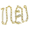 Tobillera de Dije 03.63.2169.10 Oro Laminado, Diseño de Búho y Paperclip, con Zirconia Cubica Blanca, Pulido, Tono Dorado (Grosor 04 MM, 10 Pulgadas de Largo)
