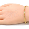 Pulsera Básica 03.341.0049.07 Oro Laminado, Diseño de Paperclip, Pulido, Tono Dorado (04 MM Thickness, 7 Inches Length)