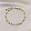 Pulsera Básica 03.341.0049.07 Oro Laminado, Diseño de Paperclip, Pulido, Tono Dorado (04 MM Thickness, 7 Inches Length)