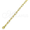 Tobillera Elegante 03.341.0049.10 Oro Laminado, Diseño de Paperclip, Pulido, Tono Dorado (04 MM Thickness, 10 Inches Length)