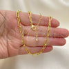 Gargantilla Basica 03.341.0049.16 Oro Laminado, Diseño de Paperclip, Pulido, Tono Dorado (04 MM Thickness, 16 Inches Length)