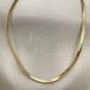 Gargantilla Basica 04.213.0173.16 Oro Laminado, Diseño de Herringbone, Pulido, Tono Dorado (03 MM Thickness, 16 Inches Length)