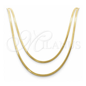 Gargantilla Basica 04.213.0173.16 Oro Laminado, Diseño de Herringbone, Pulido, Tono Dorado (03 MM Thickness, 16 Inches Length)
