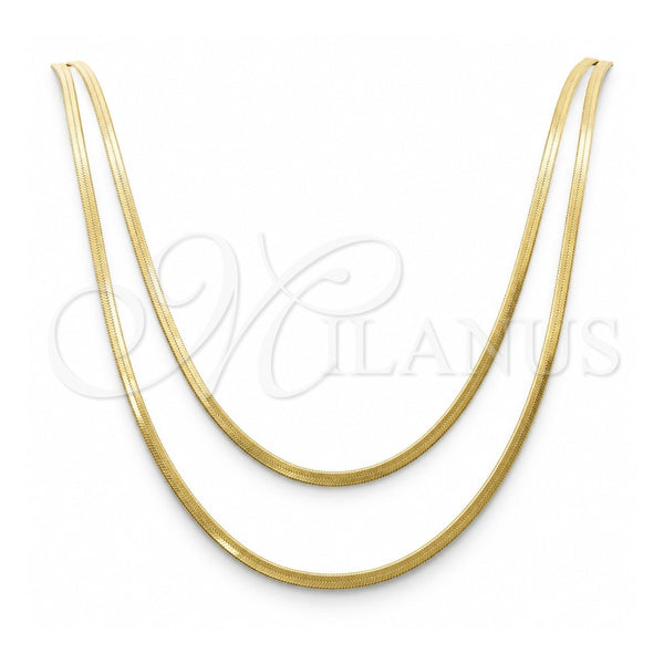Gargantilla Basica 04.213.0173.16 Oro Laminado, Diseño de Herringbone, Pulido, Tono Dorado (03 MM Thickness, 16 Inches Length)