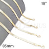 Gargantilla Basica 04.213.0175.18 Oro Laminado, Diseño de Herringbone, Pulido, Tono Dorado (05 MM Thickness, 18 Inches Length)