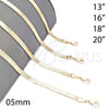 Gargantilla Basica 04.213.0175.18 Oro Laminado, Diseño de Herringbone, Pulido, Tono Dorado (05 MM Thickness, 18 Inches Length)