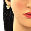 Argolla Huggie 02.26.0286.12 Oro Laminado, Diseño de Mariposa, con Blanca Micro Pave, Pulido, Tono Dorado