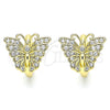 Argolla Huggie 02.26.0286.12 Oro Laminado, Diseño de Mariposa, con Blanca Micro Pave, Pulido, Tono Dorado