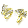 Argolla Huggie 02.26.0286.12 Oro Laminado, Diseño de Mariposa, con Blanca Micro Pave, Pulido, Tono Dorado
