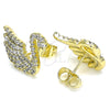 Arete Dormilona 02.26.0290 Oro Laminado, Diseño de Cisne, con Blanca Micro Pave, Pulido, Tono Dorado