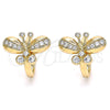 Argolla Huggie 02.26.0292.15 Oro Laminado, Diseño de Mariposa, con Blanca Zirconia Cubica, Pulido, Tono Dorado