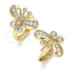 Argolla Huggie 02.26.0292.15 Oro Laminado, Diseño de Mariposa, con Blanca Zirconia Cubica, Pulido, Tono Dorado