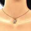 Juego de Arete y Dije de Adulto 10.26.0021.1 Oro Laminado, Diseño de Elefante, con Multicolor Micro Pave, Pulido, Tono Dorado