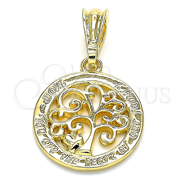 Dije Elegante 05.351.0078 Oro Laminado, Diseño de Ãrbol y Corazón, Pulido, Tono Dorado