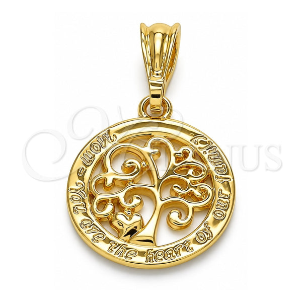 Dije Elegante 05.351.0078 Oro Laminado, Diseño de Ãrbol y Corazón, Pulido, Tono Dorado