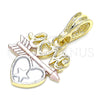 Dije Elegante 05.351.0080 Oro Laminado, Diseño de Amor y Corazón, Pulido, Tres Tonos